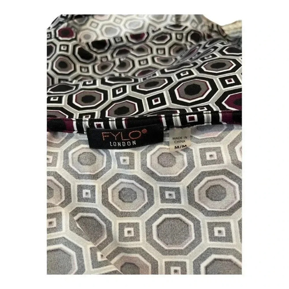 FYLO London Women’s Size Medium Geometric Print Asymmetrical Blouse - Picture 5 of 5